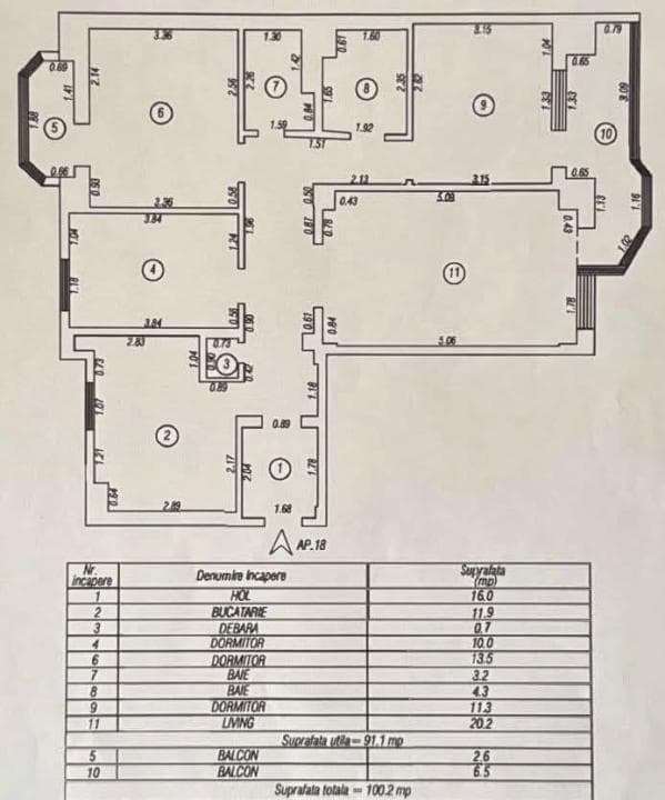 FALEZA SUD-POARTA 6-APARTAMENT CU 4 CAMERE 100 MP CENTRALA GAZE - 11