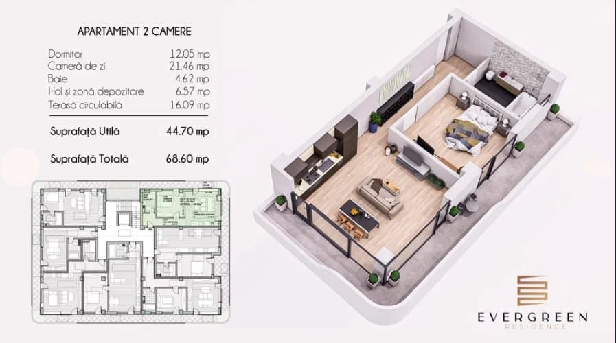 Apartament 2 Camere - Evergreen Residence - Mamaia Nord