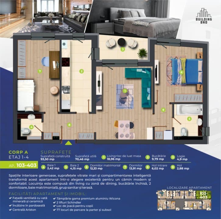 Apartament 3 Camere - Statiunea Mamaia - Building BNB - 9