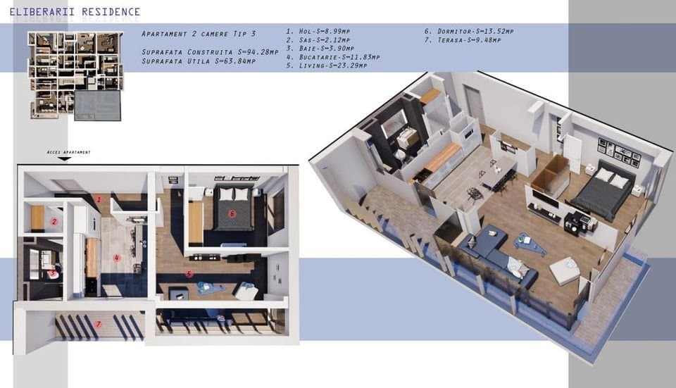 Apartament 2 Camere Tip 3 - Inel II - Eliberarii Residence