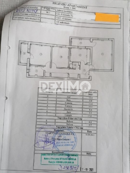 Apartament 3 Camere - Zona Tomis Nord - Etaj 3 - Gaze La Usa