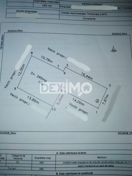 Teren - 295 MP - Zona Medeea - Liber De Constructii