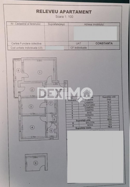 Apartament 3 Camere - Tomis I - Etaj 3 - Liber