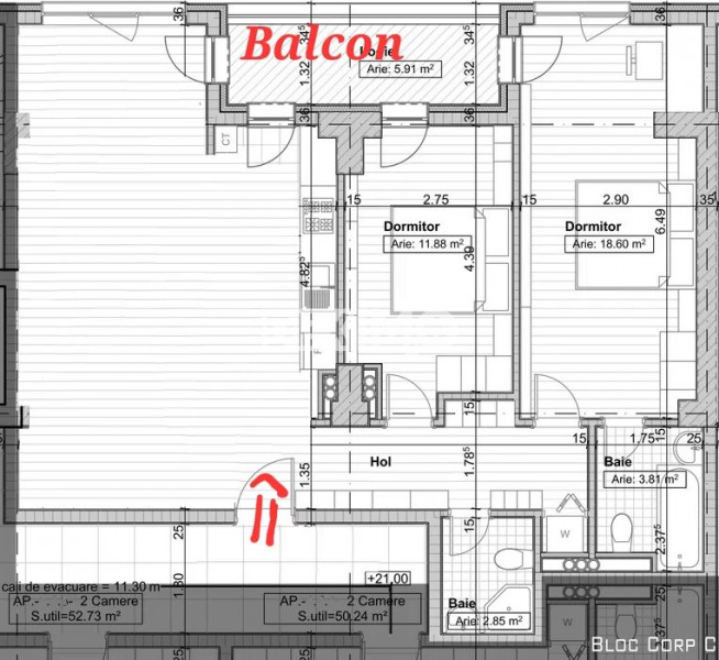 Gran Via Marina-Apartament 3 Camere - Vivo Mall - Finisaje Premium