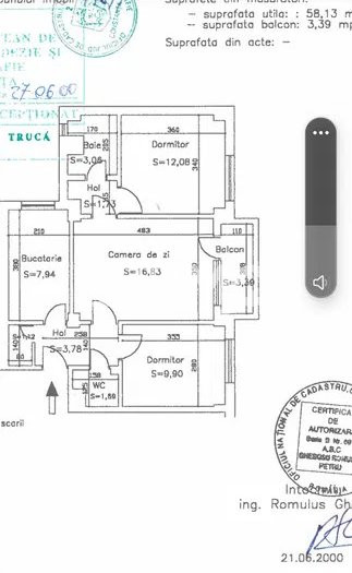 Apartament 3 Camere - Inel II - Etaj 1 - Centrala Pe Gaze