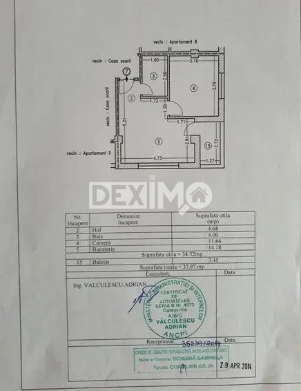 Apartament Tip Studio - Compozitori - Nelocuit - Centrala Pe Gaze