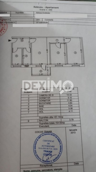 Apartament 3 Camere - Tomis Nord - Mobilat - Gaze La Usa