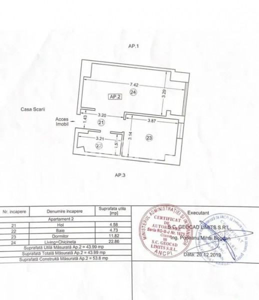 Apartament 2 Camere - City Park Mall - Bloc Nou - Et1 - Mobilat Complet