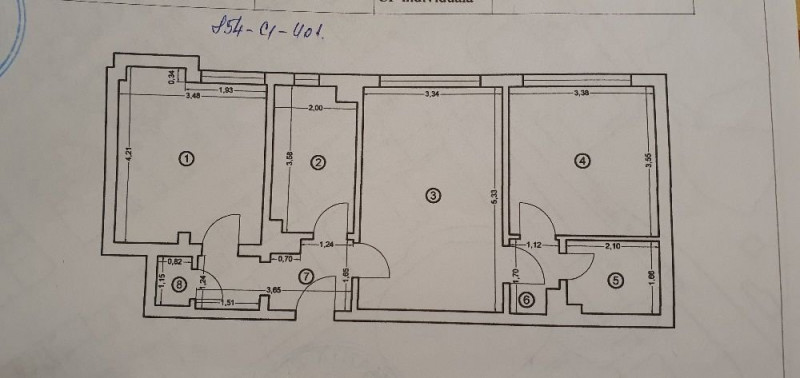 Apartament 3 camere,semidecomandat,nemobilat,clasic - ideal birou