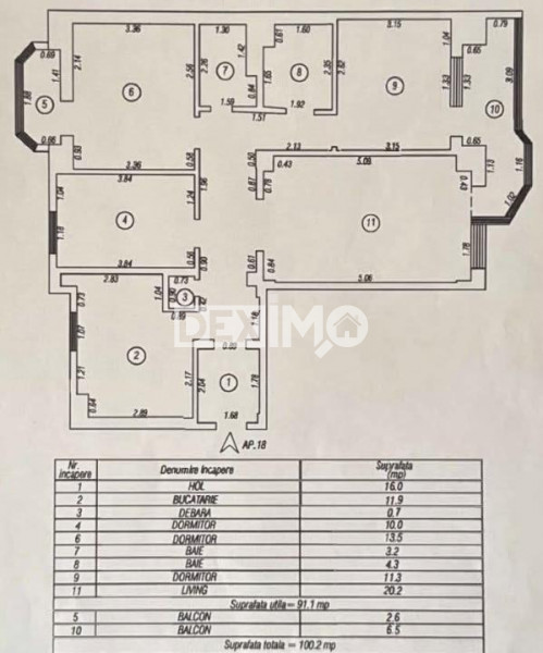 FALEZA SUD-POARTA 6-APARTAMENT CU 4 CAMERE 100 MP CENTRALA GAZE