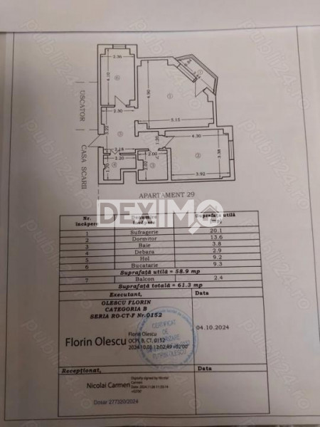 ULTRACENTRAL! APARTAMENT CU 2 CAMERE 61 MP GAZE