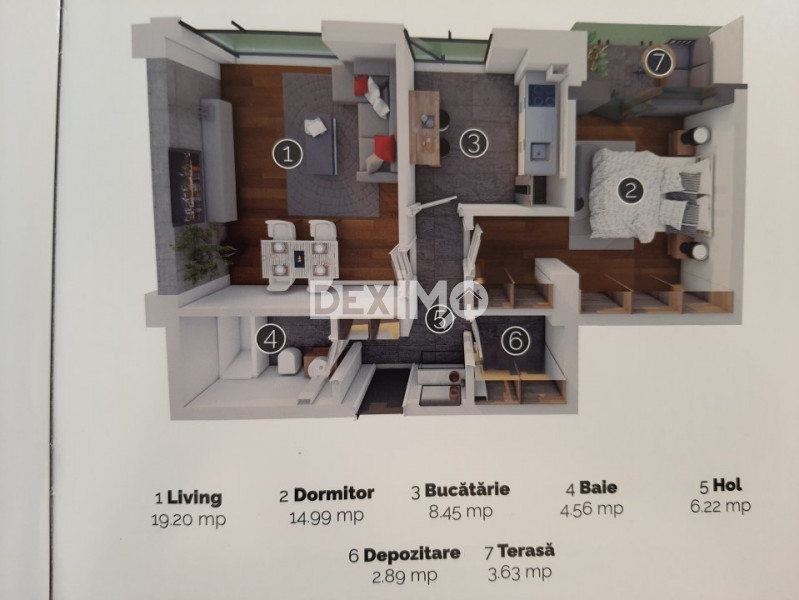 Compozitorilor Apartament cu 2 camere decomandat 60 mp utili 